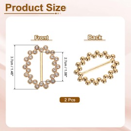 uxcell 2pcs Silk Scarf Ring Clip, Rhinestone Round Small T-Shirt Ties Clips Kit Clothes Corner Knotted Button Waist Buckle Wrap Holder for Women Shawl Shirts Clothing, Gold