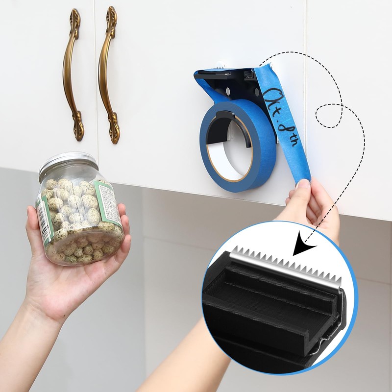 Kitchen Tape Dispenser for Labeling, Fits 0.94" Painter's Tape (3"