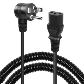 GELRHORN 4.9Ft 90 Degrees 3-Prong NEMA 5-15P to IEC 320 C13 Power Spring Cord,10A 250V/15A 125V 18WAG Down Angle NEMA 5-15P to C13 AC Power Cable for Monitor, PC, Printer, Scanner