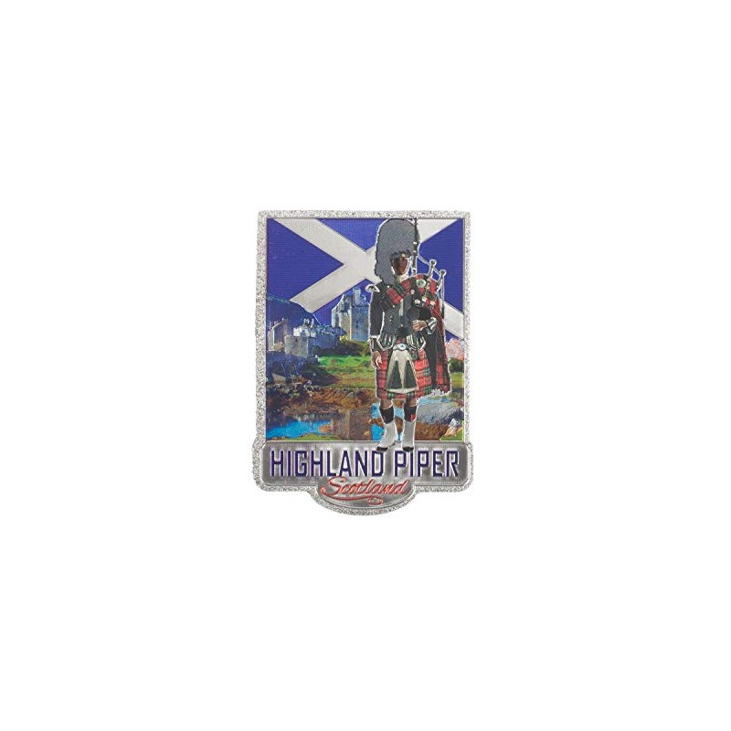 Scotland Highland Piper Fridge Magnet Scottish Saltire Bagpiper Souvenir Gift