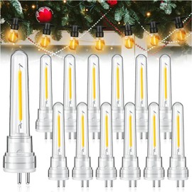 Rossesay 12 Pcs S14 Bulbs for Outdoor String Lights 1.5 W LED String Light Bulbs with 2 Prongs 2700k 120v Waterproof S14 LED Replacement Accessories for Outdoor Patio, Warm White (White)