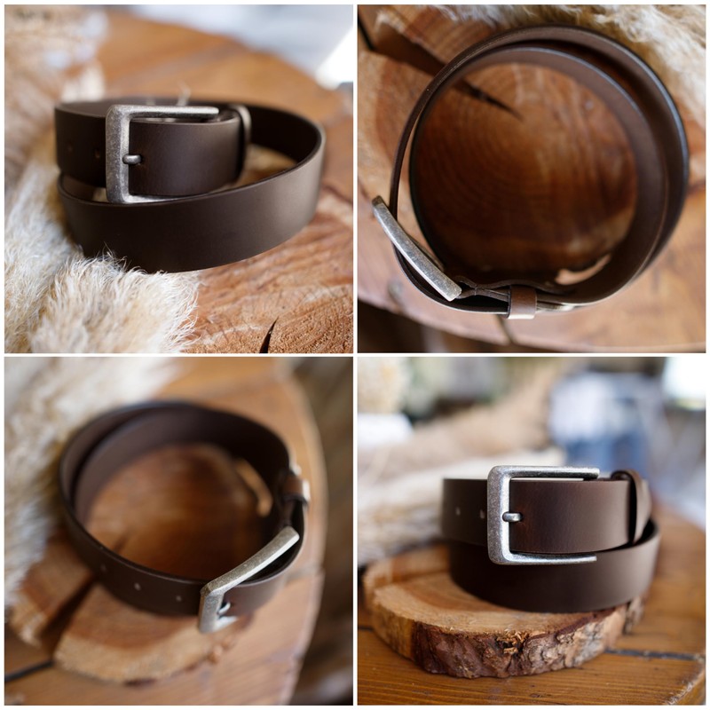 Gusti Kara Plain Leather Belt with Silver Buckle Suit Belt
