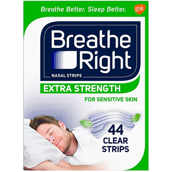 Breathe Right Extra Clear DrugFree Nasal Strips for Nasal Congestion Relief, 44 Count , 1 Count