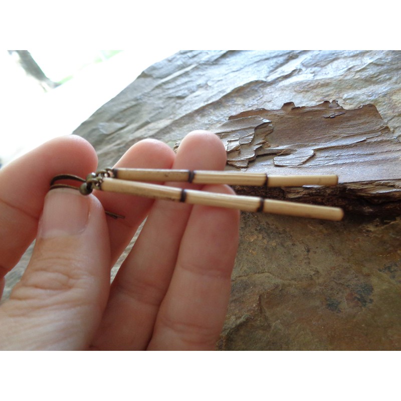 LANGE HOLZ & ETHNO OHRRINGE Bambus Ohrringe in bronze