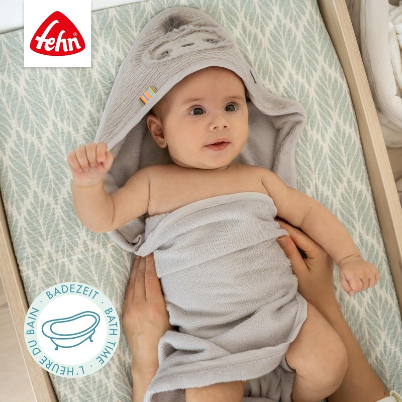 Fehn Sloth Hooded Bath Towel, Terry Towelling Bath Towel with