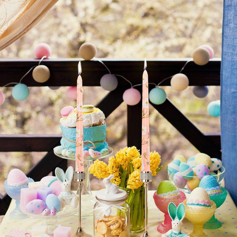 Dinner Candles, 10'' Prints Tapered Candles Party Decor, Non Drip