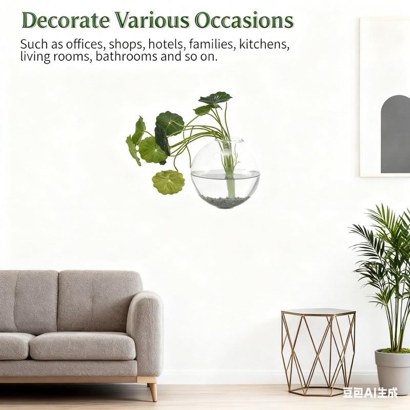 OQUQO 4 pcs Glass Wall Hanging Planter, Oval Terrarium Vase,