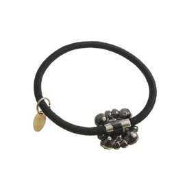 VINGTAINE H7359-BK- Rhinestone Bijou Square Hair Elastic Casual Hair Accessory