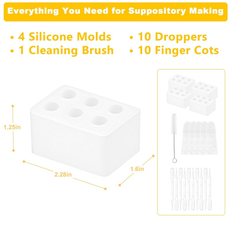 Reusable Silicone Suppository Molds Kit – 4-Pack 2ML Molds for