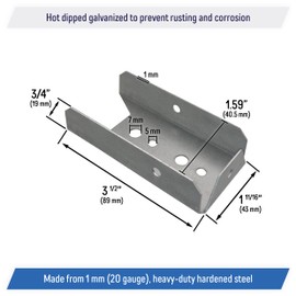 Galvanized 2x4 Fence Bracket Connector for Wood Post, Deck Railing - 20 Gauge (10 Pack)