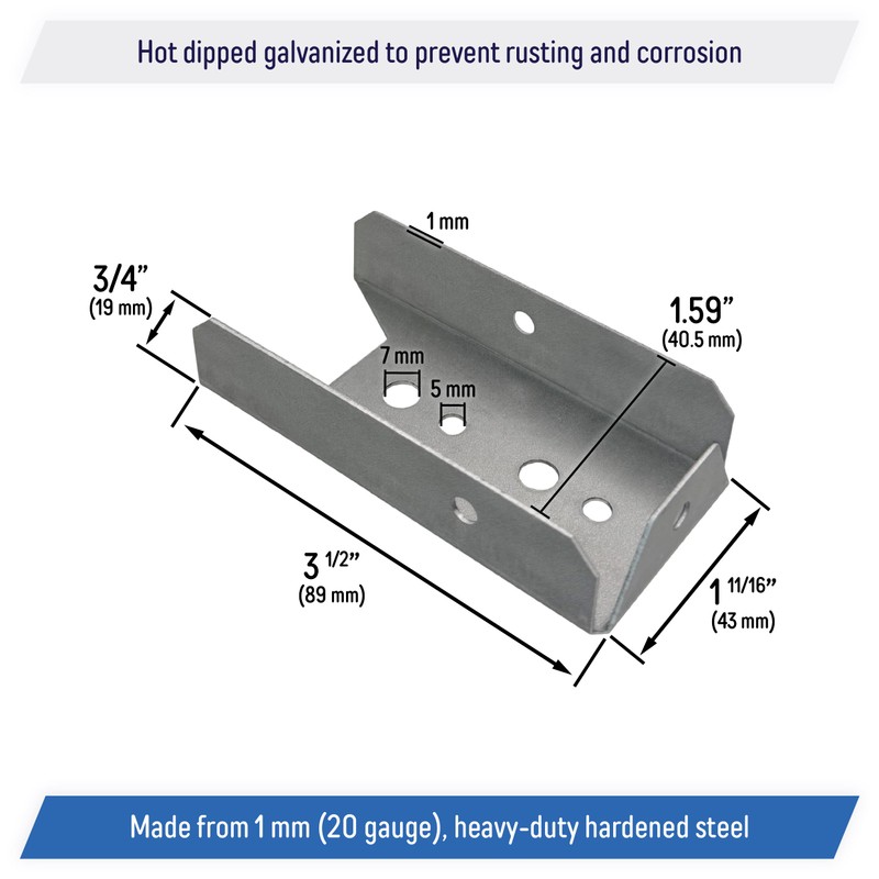Galvanized 2x4 Fence Bracket Connector for Wood Post, Deck Railing
