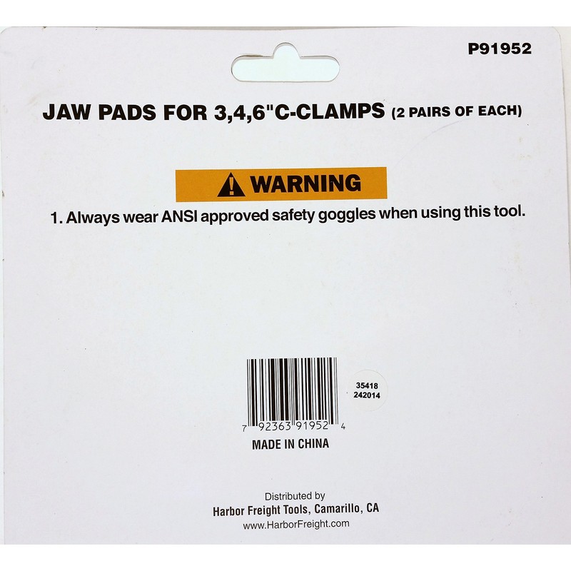 Jaw Pads for 3, 4, 6" C-Clamps (2 Pair of
