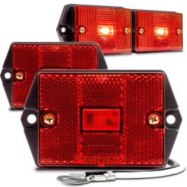 TRUE MODS 4pc 2x3 3x2 Inch Red LED Surface Mount Side Marker Light [DOT FMVSS-108] [SAE AP2] [IP67 Waterproof] [Integrated Reflector] for Utility Boat Trailers Over 80" Camper RV Clearance Light