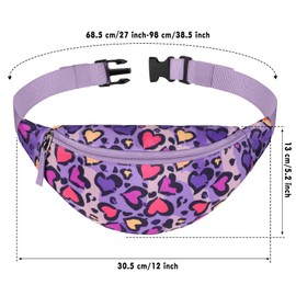Vipdeal Leopard Kids Fanny Pack for Girls, Travel Small Waist Bag Crossbody Belt Bag for Little Girls Toddler Cute Fanny Bag Cheetah, Purple