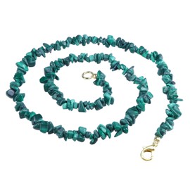 Lebensquelle Plus Malachite Chip Chain 45 cm Long High-Quality Gemstone Necklace with Clasp, Malachite, Turquoise