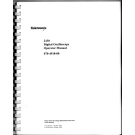 Tektronix Operator's Manual for the 2430 Digital Oscilloscope