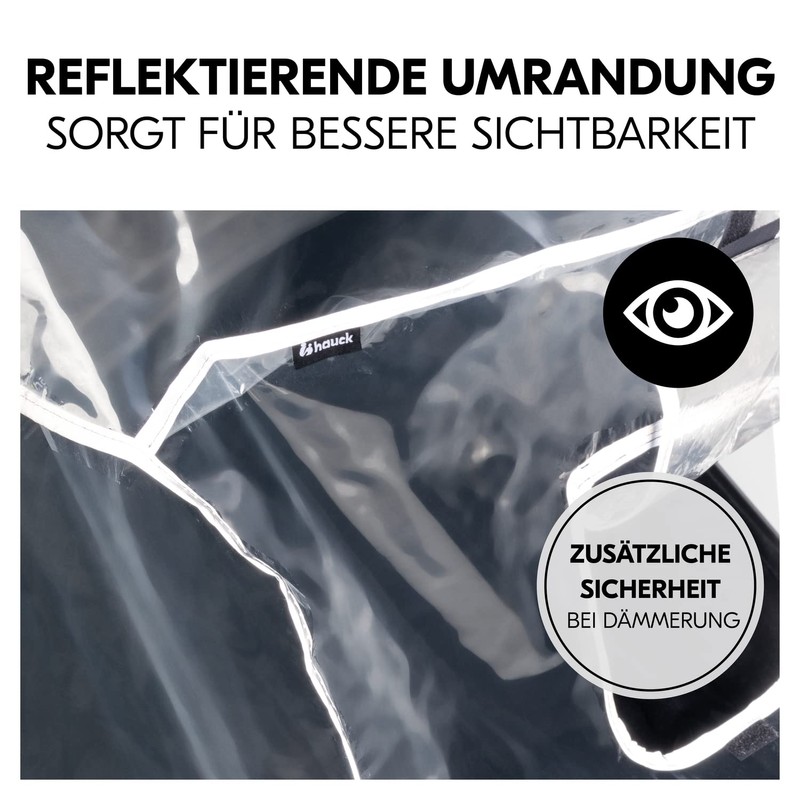 Hauck Universal Rain Cover Twin Pushchair Sibling Pushchair Reflective Border