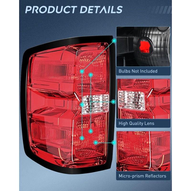 Nilight Taillight Assembly for 2014-2019 Chevy Silverado 1500 2500 HD