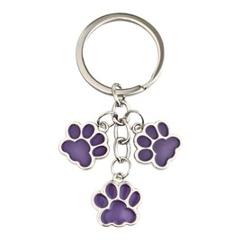 OTETTS Aesthetic Metal Claw Keychain Cute Key Rings Charms for Women Kawaii Dog Cat Pet Gifts for Bag Backpack Car Keys,Purple-silver