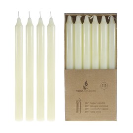 Mega Candles 12 pcs Unscented Ivory Straight Taper Candle, Hand Poured Wax Candles 10 Inch x 7/8 Inch, Home Décor, Wedding Receptions, Baby Showers, Birthdays, Celebrations, Party Favors & More