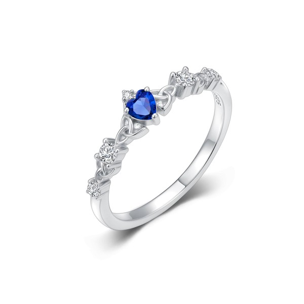 Seiyang Claddagh Sapphire Birthstone Ring 925 Sterling Silver Irish Claddagh