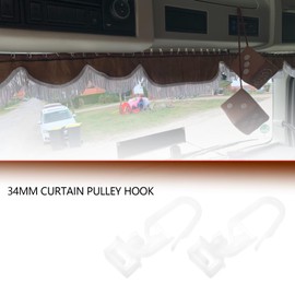 LT Easiyl 40Pcs White Plastic Curtain Hooks 34mm Curtain Rail Hooks Compatible with Swift Motorhome Caravan Camper Van Motorhome Curtain Track Glider Hooks