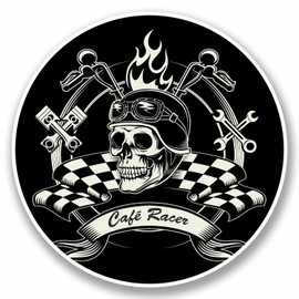2 x 10cm Cafe Racer Vinyl Sticker Decal Tool Box Motorcycle Bike Biker #9760 (10cm Wide x 10cm High)