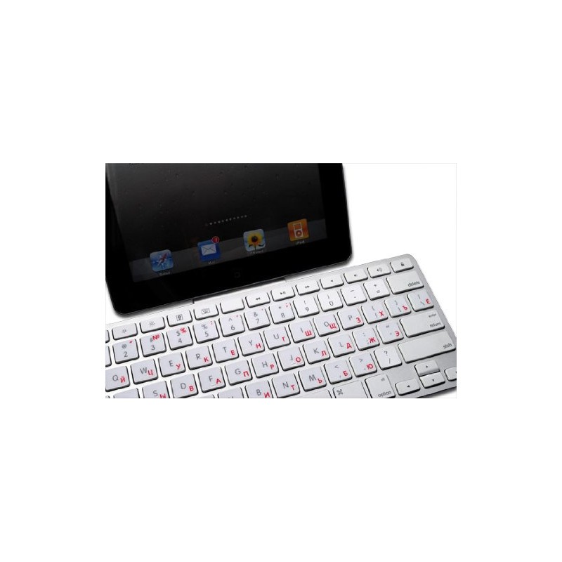 Russian Cyrillic Apple Keyboard Sticker with RED Lettering ON Transparent