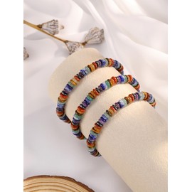 Zysta Chakra Bracelet Real Stones Bead Bracelet Adjustable Stretch Bracelets Energy Therapy Good Luck for Men and Women, One size, Stainless Steel, No Gemstone