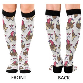 Wusikd Hedgehog Compression Socks for Women and Men Circulation Red Mushroom Long Socks for Athletic Running 1