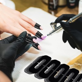 NOLITOY U Shape Nail Polish Protector, 10 Sheet 100 Pieces Disposable Stickers for Nail Painting, Nail Guards Spill Proof Stickers Stamping Tool for Nail DIY