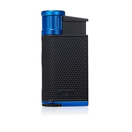 Colibri EVO Angled Single Jet Flame Butane Lighter, Windproof & Refillable, User-Friendly with Pachmayr Grip, Blue Fuel Window and Adjustable Flame - Sleek Design (Blue)