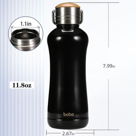 YOHKOH Mini botella de agua aislada con tapa de bambú, botella de agua pequeña aislada al aspiradora de 12 onzas para mujeres y niños, 12 horas caliente y 24 horas de acero inoxidable frío, a prueba