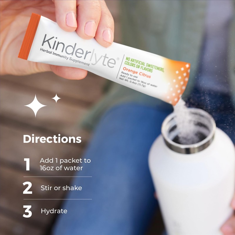 Kinderlyte Immunity Supplement for Kids and Adults, Electrolyte Powder Hydration