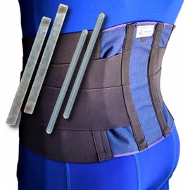 FAJA LUMBAR FAJA LUMBOSACRA ELASTICA VARILLAS DE ALUMINIO Y PLASTICO INTERCAMBIABLES FAJA SACROLUMBAR ELASTICO AZUL NEGRO (GRANDE)