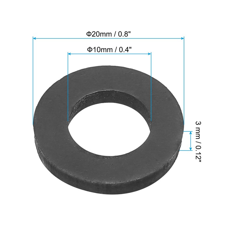 PATIKIL M10 Rubber Flat Washers 40pcs 10mm Inner Diameter 20mm