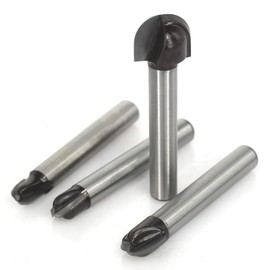 Akylin 4Pcs Core Box Router Bit Set,1/4 Shank Radius 1/8",5/32",3/16",1/4",Half Round Groove Router Bit,Round Nose Bis,Double Edging Cove Bits for Wood Grooving