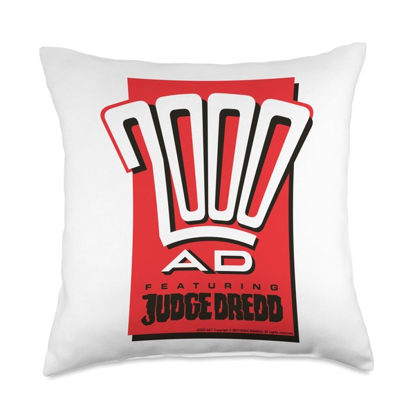 2000 AD Comics Featuring Judge Dredd 1988 Logo Throw Pillow