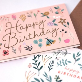 CARDAMONOLY Floral Birthday Cards for Women - 24 Vibrant Designs for Happy Birthday Card - 6 Designs with Round Stickers and Matching Kraft Envelopes - Birthday Cards Bulk Sized 6 x 4