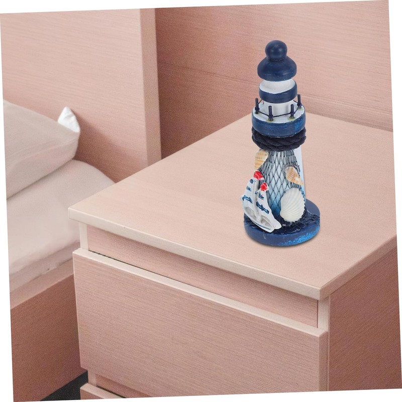 Ipetboom 4pcs Mediterranean Style Mini Wooden Lighthouse Ornaments Nautical Home