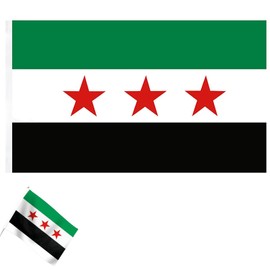 1 Syrian Flag, 90 x 150 cm, Syrian Flag, Vibrant Colours and Syria Flag, Green, Practical, for Indoor and Outdoor Gardens, Festival Party Decoration, Outdoor
