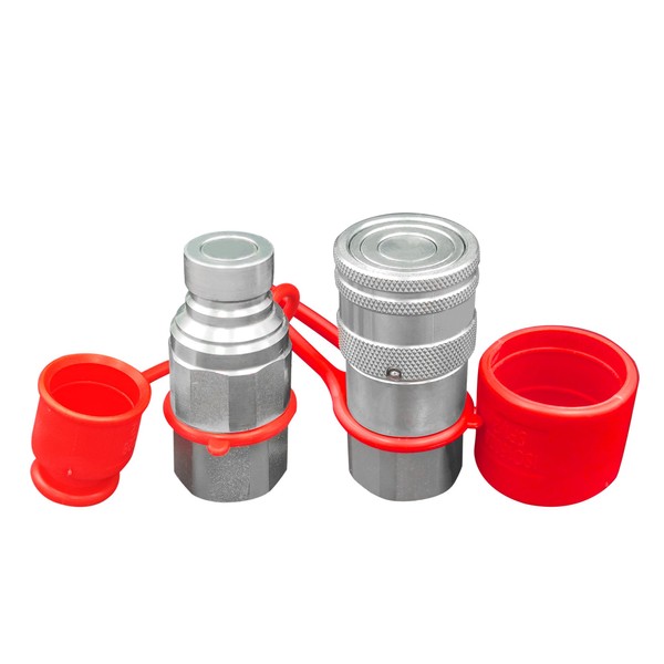 1/2" NPT Flat Face Hydraulic Quick Connect Couplers/Couplings Set w/Dust