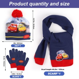 VOENCSU Car Hat Scarf Gloves Set Children, Car Hat Boys, Car Scarf and Hat Set, 3-in-1 Car Hat and Scarf Children's Set Winter Boys, Car.