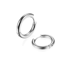 316L Surgical Stainless Steel Huggie Hoop Earrings 10mm Silver Hypoallergenic Earrings Hoop Cartilage Helix Lobes Hinged Sleeper Earrings For Men Women(C02:10mm Silver(THK 2.0mm))