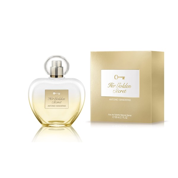 Antonio Banderas Perfumes - Her golden secret - Eau de toilette Spray for Women - Long Lasting - Femenine, Charming and Romantic Fragance - Fruity, Floral and Vanilla Notes - 2.7 Fl Oz