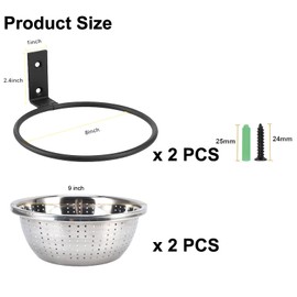 2 PCS Squirrel Feeder with 8.5" Colander Bowl Tree/Fence Mounted,304 Stainless Colander Bowl Removable Easy to Clean/Refill,All Metal Squirrel Feeders for Outside Last Long