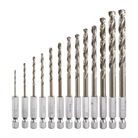 sourcing map M35 High Speed Steel Cobalt Twist Drill Bit Set 1.5/2/2.5/3/ 3.2/3.5/4/4.5/4.8/5/5.5/6.0/6.5mm with 1/4" Hex Shank Jobber Drill for Metal, Steel, Copper, Aluminum, Zinc Alloy