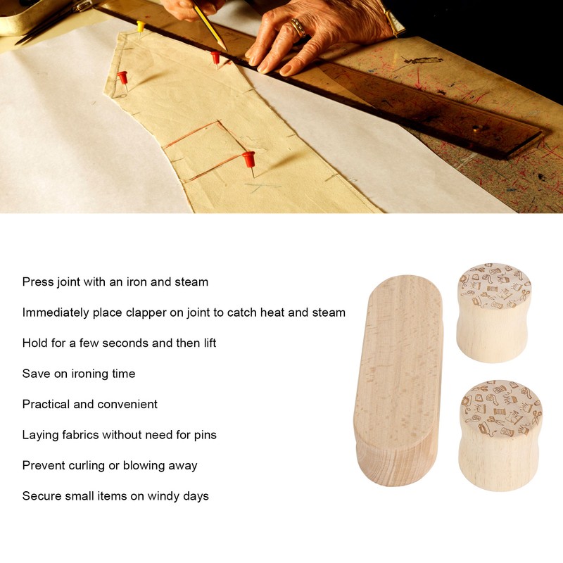 Quilters Clapper 17.8cm Wood Quilting Tailors Sewing Set Multifunction with