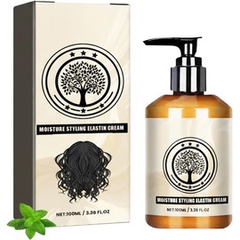 Crema potenciadora de rizos con aceite de argán - Elastina hidratante para cabello ondulado y rizado, definidor de rizos antiencrespamiento y crema de peinado hidratante. (1PCS)