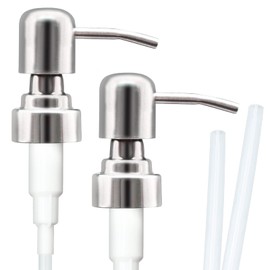 2 Pcs 304 Stainless Steel Soap Dispenser Pump Head, Double Pack Soap Pump Replacement Spare for Standard Neck Size (26 mm - 28mm), Upcycling for Used Bottles